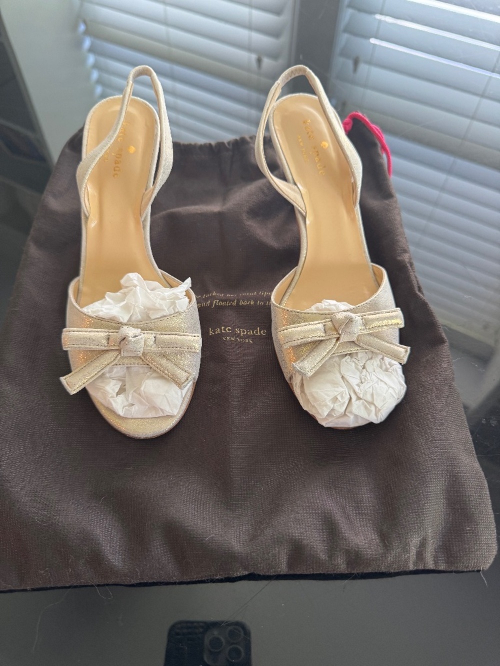 Kate Spade New York balletcore cream & tan slingback heels